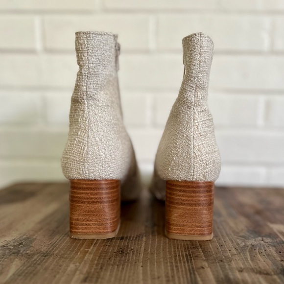 Matisse Blair Cream Heeled Boots with Textured Fabric - Picture 4 of 5